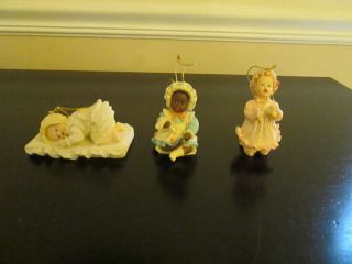 Set Of 3 Ashton Drake Heirloom Baby Ornaments By Yolanda Bello,  Playtime Babies