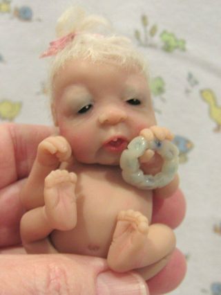 Ooak Polymer Clay Baby Girl With Tooth