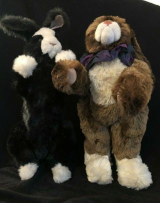 Two Beautifully Artist Crafted Jointed Stuffed Rabbits