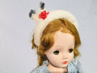 Vintage 1950s Madame Alexander Cissy Doll Fur Hat With Flowers Headband