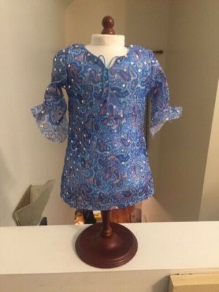 Euc American Girl Blue Sparkly Paisley Dress Girl Of Today Truly Me Dress Only