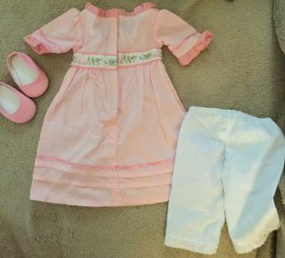 American Girl Caroline Meet Outfit Pink Dress/Bloomers/Pink Shoes 2