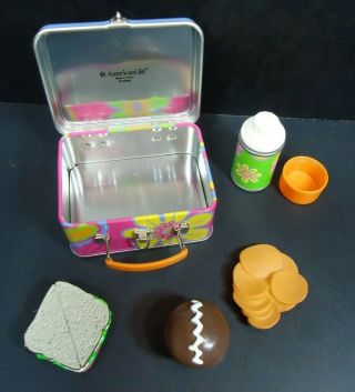 American Girl Julie Metal School Lunch Box Kit Thermos Sandwich Chips Cupcake