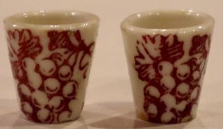 Antique Miniature Handpainted Porcelain Fancy Cups For Dollhouse