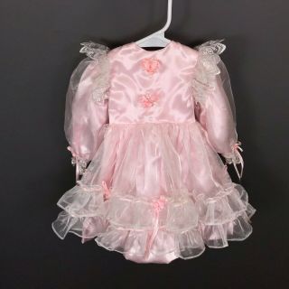 Vintage Satin Organza Mid Century Style Doll Party Dress With Slip And Bloomers