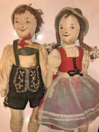 Vintage / Antique Handmade Hansel & Gretel Dolls Ooak Pair Set Rare