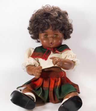 Vintage Effanbee African American Doll 16 Inche Sleepy Eyes Nurse And Wet C1971