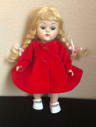 Vintage Vogue 1950s Ginny Doll Tagged Red Velvet Coat,  Vg/ex (outfit Only)