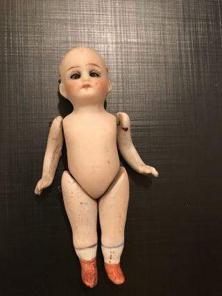 Antique 4 1/2” Bisque Doll Germany 2 0 Jointed Boy Or Girl