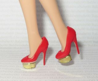 SHOES STANDARD BARBIE DOLL CHARLOTTE OLYMPIA RED GOLD HIGH HEEL PUMP ACCESSORY 3