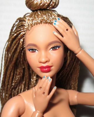 (a91) Nude Barbie Bmr1959 Braids Aa Mbili Articulated Made To Move Doll 4 Ooak
