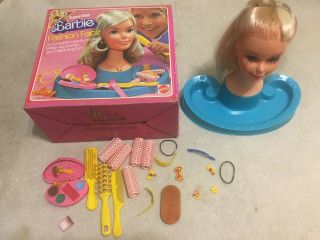 Vintage 1976 Superstar Barbie Fashion Face Head W/ Make Up,  Jewelry,  Instr & Box