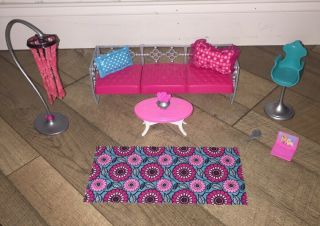 Mattel Barbie Dream House Furniture - - - - Couch,  Lamp,  Chair,  Pillows &