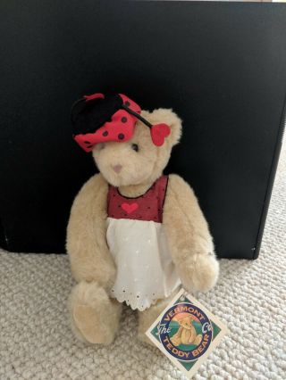 Vermont Teddy Bear 12 Inch Tall Red And White Dress And Red Hat With Tag