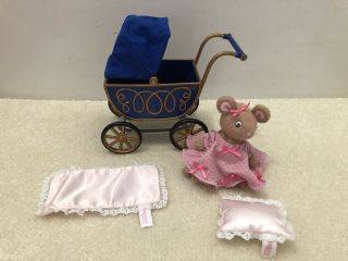Angelina Ballerina American Girl Doll Baby Mouse Carriage Stroller Pink Pillow