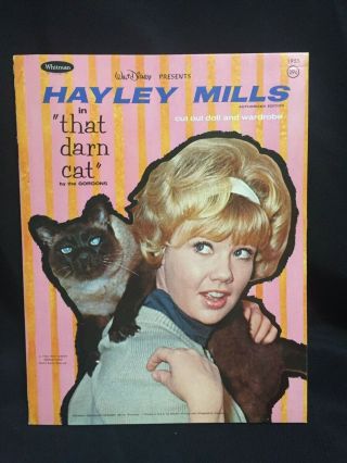Vintage 1965 Walt Disney Hayley Mills That Darn Cat Whitman Paper Dolls Uncut