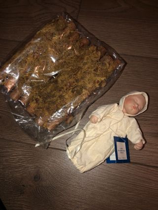 Ashton Drake Oh Holy Night Nativity Porcelain Doll Baby Jesus In Manger 1993 2