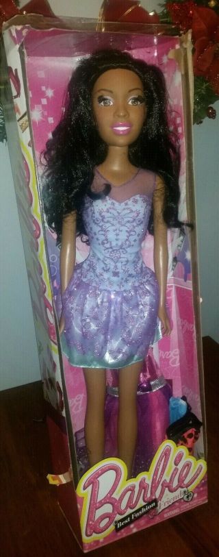 Barbie Doll 28 " Just Play Best Fashion Friend Doll Brunette W/ Purple Dress Box