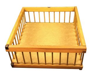 Hand Made Large Solid Wood Wooden Square Playpen For Doll 18 X 18 X 8” Crib
