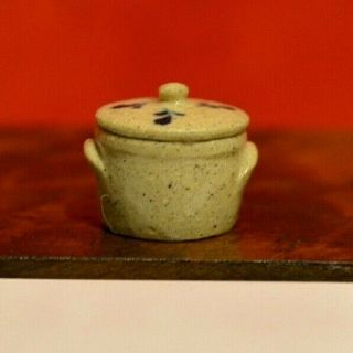 Miniature Butter Jar Dollhouse 1:12 Stoneware Artist Jane Graber 1987 2