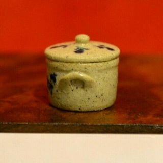 Miniature Butter Jar Dollhouse 1:12 Stoneware Artist Jane Graber 1987 3