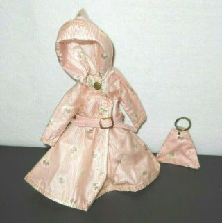 Vintage Doll Vogue Jill 3345 Pink Rose Hooded Raincoat Handbag 1958