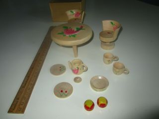 Vintage Miniature Wooden Tea Set - 12 Piece - Japan - Nr