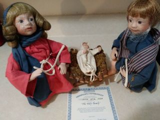 Ashton - Drake Galleries - " The Holy Family " Porcelain Doll Nativity Scene