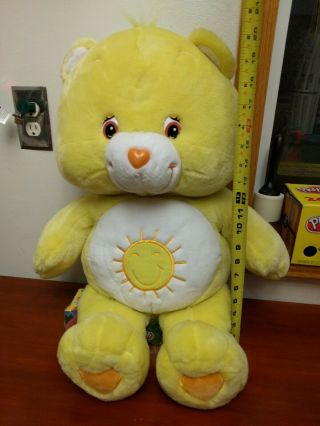 Funshine Care Bear Plush Large Jumbo 25 " 2002 Yellow Sunshine Stuffed Animal
