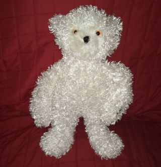 Glo - E Color Kinetics White Teddy Bear Curly Fur Color Changing 15in Plush Cepia