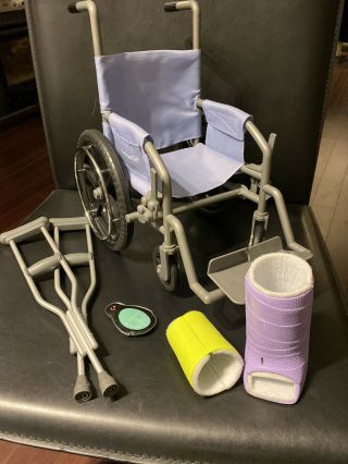 American Girl Doll - Retired Feel Better Kit Plus Purple Wheelchair Ii - Cond