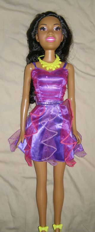 Barbie Doll Best Fashion Friend Purple Dress African American 28 " Large Mattel