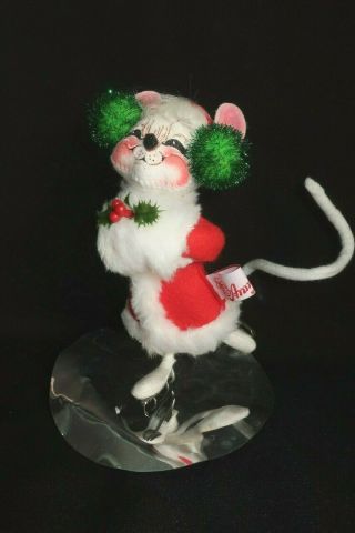 A38 Vintage Annalee Christmas Doll 1993 Ice Skating Christmas Mouse