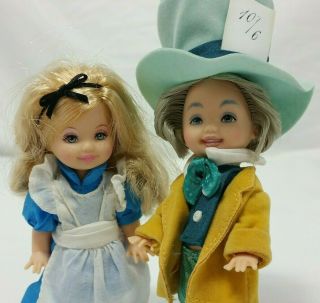 Barbie Collectible Mad Hatter Alice In Wonderland Kelly Tommy Dolls Set Disney