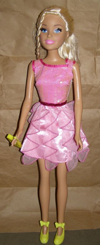 Barbie Fashion Best Friend Doll Blonde With Pink Sparkle Dress 28 " Large Mattel