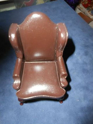 Great Vintage Faux Leather Wing Chair Made By Fantastic Merchandise 1:12 Scale