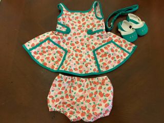 American Girl Doll Mary Ellen Strawberry Outfit - Dress Shoes Headband Euc