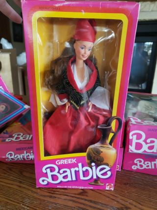 1985 Mattel Barbie Dolls Of The World Greek Doll Never Removed From Box