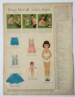 1955 Betsy McCall Makes a Starfish Paper Doll Uncut Crafts 2