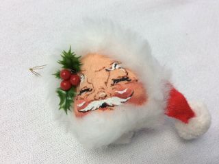 Vintage 1981 Annalee Mobility Christmas Santa Head Ornament Eyes Open With Tag