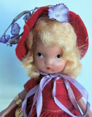 Bisque 5 " Nancy Ann Story Book,  Roses Are Red,  Wrist Tag,  Straight Legs