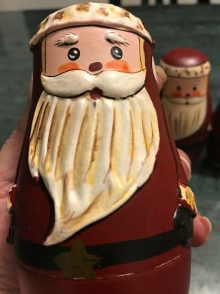Santa Nesting Dolls Nostalgic Primitive Rustic Christmas Crafted in Wood Set 3 2