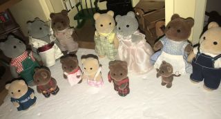Epoch Calico Critters Sylvanian Families 13 Bears (7 Adult 6 Kids) Great Cond