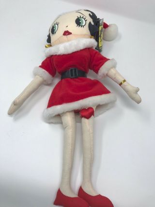 Betty Boop Christmas Plush Doll,  Soft Figurine,  Figure Red Dress And Santa Hat