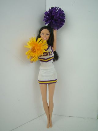 Louisiana State University Lsu Barbie Doll With Pom Poms