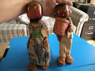Old Vintage Hand Made Leather Native American Indian Folk Doll Man Woman G6
