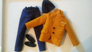 Barbie Ken Doll Vtg Yellow Gold Jacket Coat Blue Pants Shoes Beanie Hat Outfit
