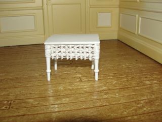 Dollhouse Miniature White Wicker Table Signed P.  Taylor