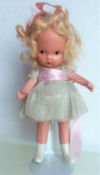 Bisque 5 " Nancy Ann Story Book Doll Twin Sister,  Jointed Legs Pudgy Tummy,  Boots