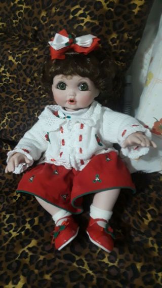 Marie Osmond Bisque Collectible Doll Baby Adora Holly Belle Christmas 14 " Tall